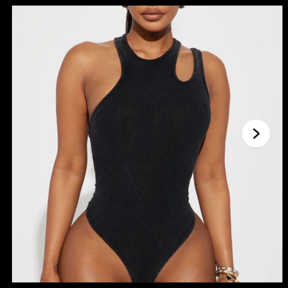 Fashion Nova Black Ribbed Bodysuit
